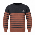 Rust Brown & Charcoal Striped Knit Sweater