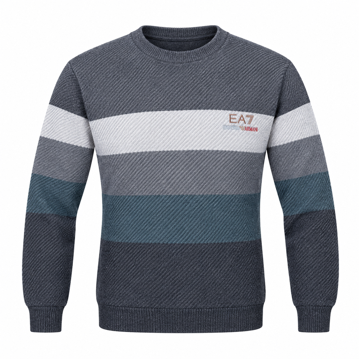 Textured Colorblock Knit Sweater – Charcoal Grey & Teal