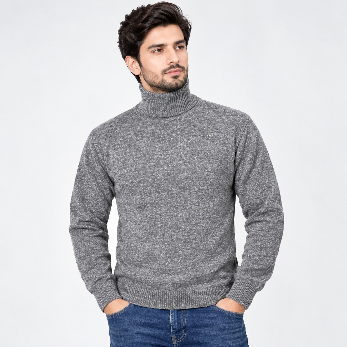 GREY TURTLENECK SWEATER