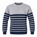 Navy & Heather Grey Striped Knit Sweater