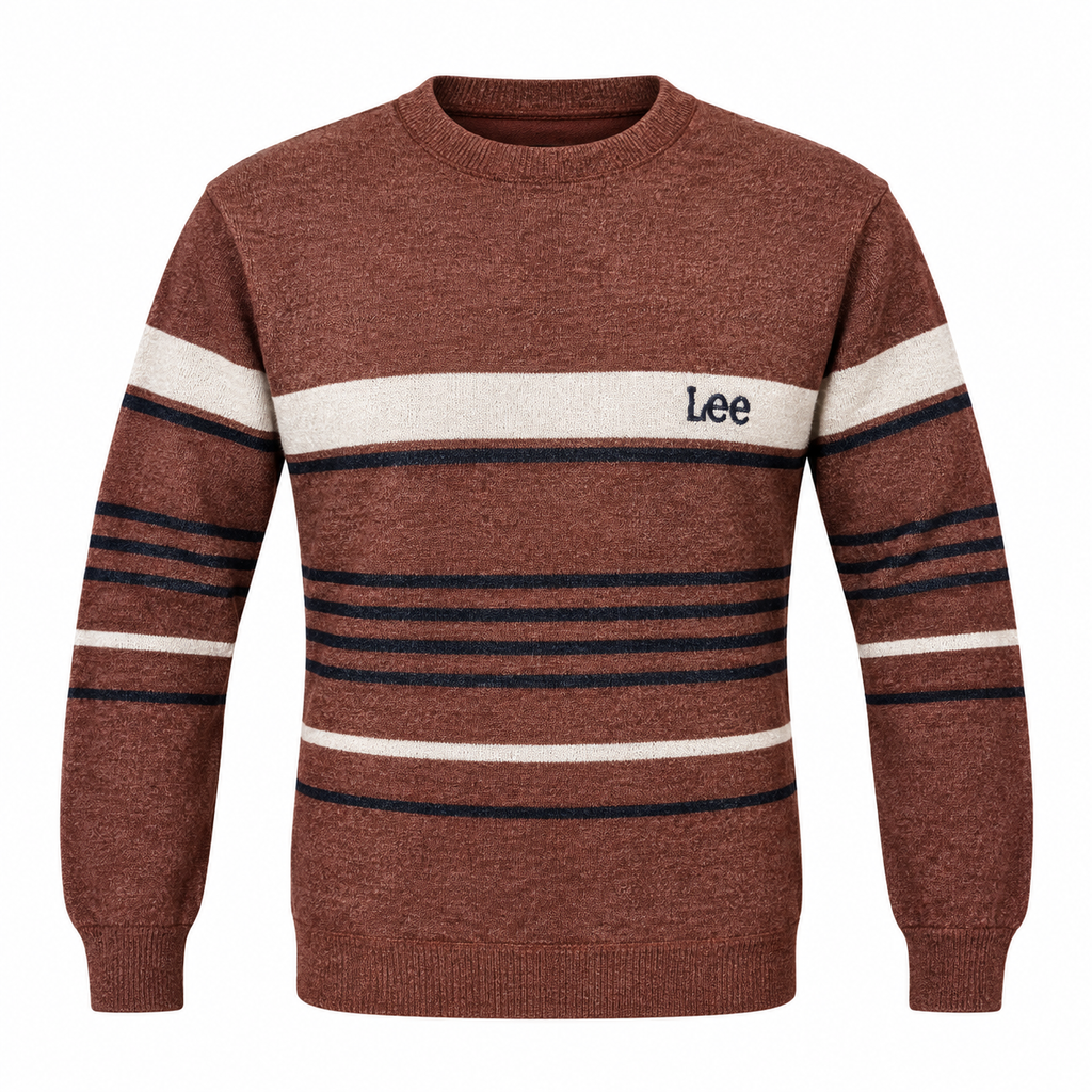 Brown & Navy Striped Knit Sweater