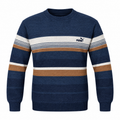 Navy Blue Striped Knit Sweater – Classic Winter Wear