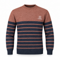 Rust Brown & Navy Striped Knit Sweater
