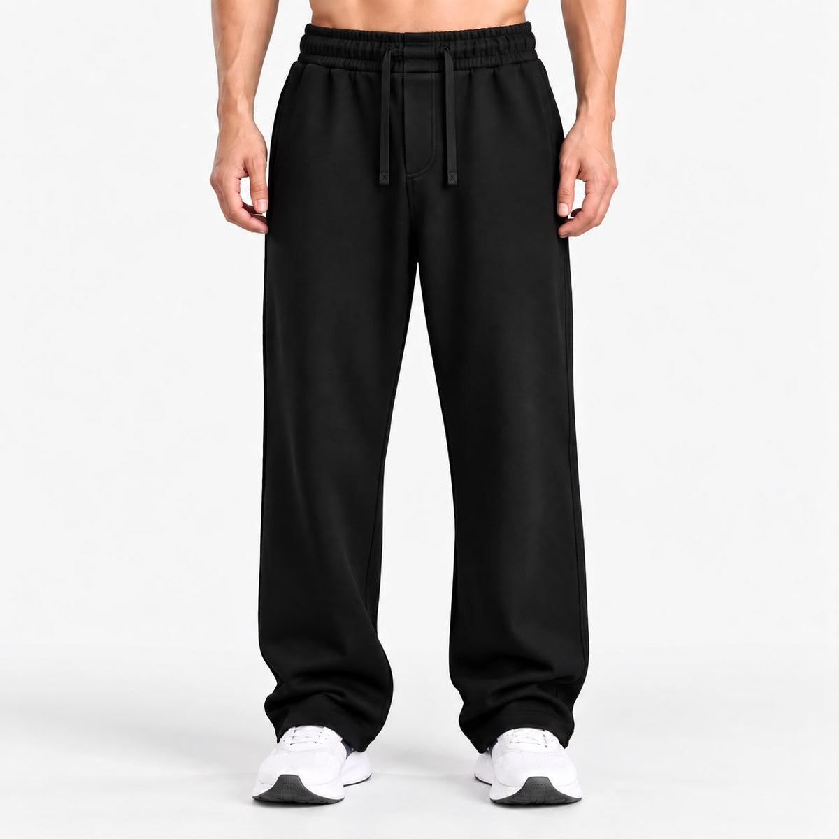 ALL BLACK RELAXED FIT TERRY BOTTOM